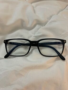 Tom Ford UNISEX Black Rectangular Glasses with Gold Accent